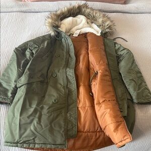 American Eagle Outfitters Green and Orange Ski Jacket